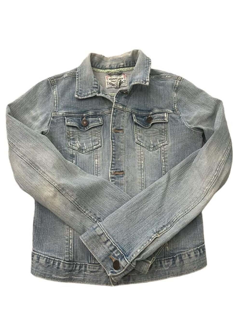 Abercrombie Vintage Denim Womenâs XL Distressed Jacket Light Wash